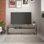 HOCUS PICUS TV Multimedia Center Home with 2-Door Storage Cabinet for DVD PlayStation Storage Space, Modern Tv Stand with Sturdy Metal Legs for Home, Office and Hotels 150(W)x42(D)x45(H) (Light Mocha)