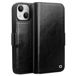 Qialino Leather Wallet Case iPhone 14 Black