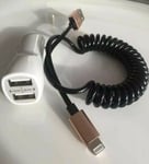 Dual Usb In Car Charger + Cable Lead For Apple Iphone 5s 6s 7 8 Plus X Xr Xs 12