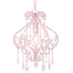 vidaXL Taklampa med pärlor silver rund E14 Rosa