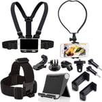Yoogeer 4in1 VLOG/POV Cellphone Chest+ Head +Neck Mount Strap +Phone Desk Stand Holder for Gopro Hero/iPhone 12 12Pro Max Mini 11 XR XS X 8 7 6 Plus/Samsung Galaxy S20 S10 Huawei Phone