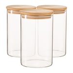 Scandi Glass Storage Jars with Wooden Lids 1 Litre Pack of 3