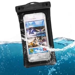 2pcs Universal Waterproof Float Pouch Phone Dry Bag Underwater Lanyard Case Compatible for iPhoneGalaxy Pixel up to 6” Waterproof Case for Pool Beach Diving Swimming Kayak Surfing Travel Bath –Black