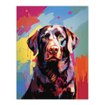 Chocolate Labrador Retriever Dog Lover Gift Pet Portrait Colourful Artwork Painting Unframed Wall Art Print Poster Home Decor Premium