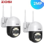 ZOSI 2x 1080p CCTV WIFI IP Camera Wireless PTZ Smart Color Night Vision Outdoor
