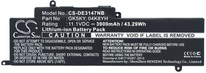 Kompatibelt med Dell Inspiron 13 7000, 11.1V, 3900 mAh