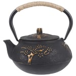 Tea Kettle, Japanese Cast Iron Teapot with Infuser for Loose Tea and Teabags Corrosion-Resistant Iron Pot Tea Kettle 900ml Tea Kettle and Tea Pot for Stove Top