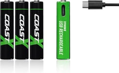 COAST Uppladdningsbart batteri AAA, 1,5V, 750mAh, 4-pack