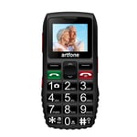 Artfone Big Button Mobile Phone for Elderly,Upgraded GSM Mobile Phone With SOS Button | Talking Number | 1400mAh Battery | Dual SIM Unlocked | Torch Side Buttons | Bluetooth(Black)
