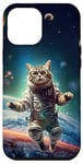 Coque pour iPhone 14 Pro Max Chat Astronaute Dans L'espace