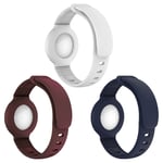 For Apple Airtag Silicone Band Bracelet Protective Case GPS Children Anti-lost Air Tag Silicone Protective Watch Strap (White + wine red + blue)