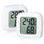 Vinabo 2 pièces Petit Thermomètre Hygromètre Intérieur Digital à Haute Précision, Indicateur Niveau de Confort pour Bureau,Chambre de bébé Vestiaire