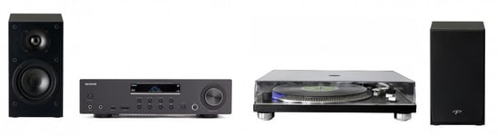 Aiwa Stereo Paket Bluetooth Reciver med Vinyl spelare Svart med Svarta Högtalare