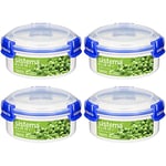 Sistema KLIP IT PLUS Round Food Storage Containers | 300 ml Leak-Proof, Stackable & Airtight Fridge/Freezer Containers with Lid | BPA-Free | Recyclable with TerraCycle® | 4 Count, Blue