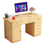 Desk Study Computer with Drawers on both sides, Wooden Home Bedroom Student Writing Office work Table, DIY assembly Laptop Notebook PC Workstation