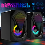 LED 3D Surround Sound System PC Speakers Gaming Bass USB For Desktop Computer