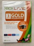 Microsoft Xbox Live Gold Subscription 3 Months -UK Physical Item Factory Sealed!