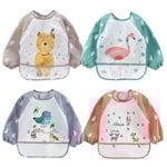 4-pack Vattentäta Ärm Bibs Baby Bibs Barn Bibs Med Förvaringsfickor 1-4 År Gamla