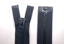 Black Chunky Plastic Teeth No.8 Zips Open & Closed End Various Lengths from 6.3 inch (16 cm) to 51.2 inch (130 cm) Heavy Duty Zipper Made in Turkey (25.1 inch - 64 cm)