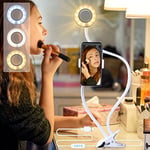 AGM Selfie Ring Light avec Col de Cygne 24", 3 Modes d'Eclairage, Support de Téléphone Portable, Lumière Dimmable pour Maquillage, Photos, Vidéos, Lectures, Live Streaming