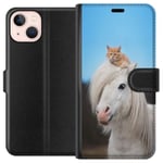 Apple iPhone 13 mini Svart Plånboksfodral Katt och Häst