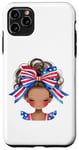 Coque pour iPhone 11 Pro Max Tenue noire pour fille du 4 juillet avec drapeau patriotique américain pour enfants