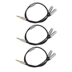 3Pcs Headset Splitter Cable 3.5mm Silver Headphone Splitters Mic Cables XTT