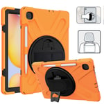 YGoal Case For Galaxy Tab S6 Lite, Hand Strap/Shoulder Strap Heavy Duty Full-Body Rugged Protective Drop Proof Case for Samsung Galaxy Tab S6 Lite 10.4 P615/P610, Orange