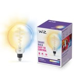 WiZ Tunable White [E27 Edison Screw] Smart Connected WiFi Clear Glass Globe LED Light Bulb. 40W Warm White to Cool White. App Control for Indoor Home Lighting, Livingroom, Bedroom.
