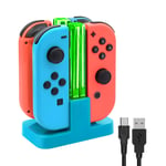 FYOUNG Charging Dock Compatible with Joy Con for Switch & Switch OLED Model, 4 in 1 Switch Controller Charging Stand with USB Type-C Charging Cord - Blue