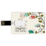 64G USB Flash Drives Credit Card Shape Valentines Day Decor Memory Stick Bank Card Style Valentines Day Romanic Themed Floral Flowers with Leaves Art Print,Multicolor Waterproof Pen Thumb Lovely Jump