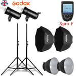 UK 2*Godox SK300II 300W 2.4G Flash+95cm FW softbox+Xpro-F trigger for Fuji Kit