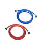 KGA SUPPLIES 2.5m Long Washing Machine Hose Pipes Water Fill Hose 1 Blue & 1 RED Cold & HOT