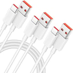 3x Câble USB-C Rapide 6A pour Xiaomi 13 Ultra, Xiaomi 13T, 13T Pro, Xiaomi 13, 13 Pro, 13 Lite - Blanc 1 Mètre - BOOLING