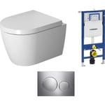 Komplet pakke med Duravit ME by Starck Compact toilet, Geberit cisterne, trykknapper og softclose sæde