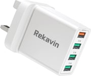 Multi USB Plug Fast Charge UK,Rekavin 34W Quick Charge 3.0 Fast Wall Charger US
