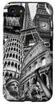 Collage rétro Paris New York Londres Rome World Travel Coque pour iPhone SE (2020) / 7 / 8