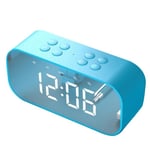 TD® Bluetooth-högtalare med LED Digital klocka Väckarklocka Spegel Trådlös Bluetooth-högtalare Support TF USB Musikspelare Blå