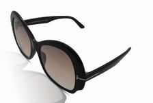 Tom Ford FT0874 Zelda Women's Sunglasses 01G Shiny Black/Brown Mirror