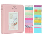 Anter 64 Pockets Mini Photo Album Compatible with Fujifilm Instax Mini 11 8 8+ 9 7s 25 26 50s 70 90 Instant Camera & Name Card with 20 PCS Stickers - Pink
