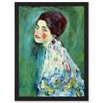 Gustav Klimt Portrait Of A Lady Japonism Green Home Painting A4 Artwork Framed Wall Art Print