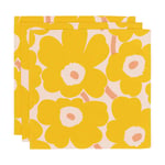 Marimekko Pieni Unikko kangasservetti 43x43 cm 3-pack Cotton-yellow-pink