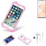 Bumper + earphones for Realme C31 Silicone rotector Edge ring pink