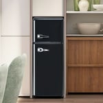 Okwish - Réfrigérateur rétro, hauteur 105,5 cm, largeur 41 cm, deux portes, volume total 92 litres, 181 kWh/an, -27°C 13°C, éclairage led, Classe