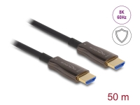 Delock - High Speed - HDMI-kabel - HDMI hann til HDMI hann - 50 m - hybridkobber / fiberoptikk - svart - Active Optical Cable (AOC), 8 K 60 Hz (7680 x 4320) støtte, metal armouring