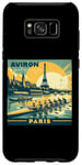 Coque pour Galaxy S8+ Paris Rowing Retro Seine River Scène The Games