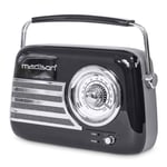 FREESOUND BLACK Portable Vintage Radio with Bluetooth, USB, FM Rechargeable 30w