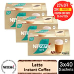 Nescafe Gold Instant Coffee Sachets 120 Latte Low Sugar, 3 Pack