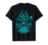 Star Wars Millennium Falcon Blue Outlined Poster T-Shirt