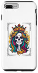 Coque pour iPhone 7 Plus/8 Plus Carte de tarot squelette rétro reine soleil dans le dos, style été